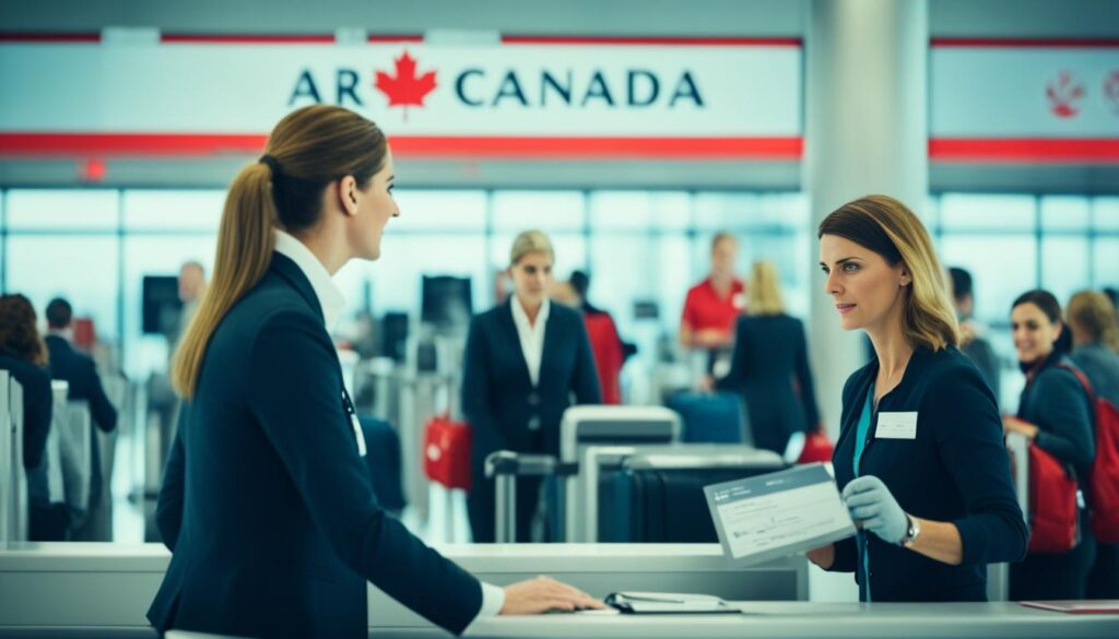Assistance at Air Canada Check-in Counter