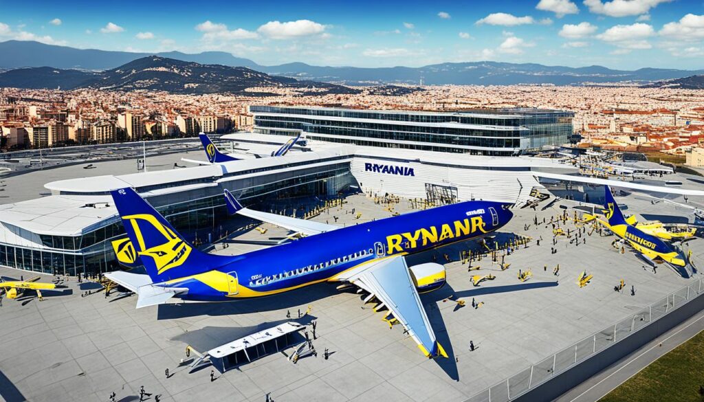 Ryanair airport terminal in Barcelona